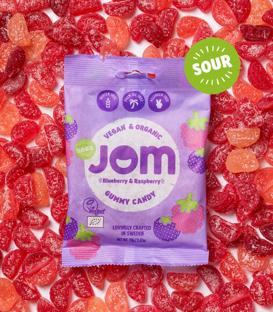 Jom - Sour Blueberry & Raspberry Gummies (Vegan)