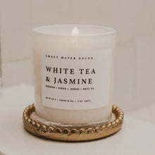 Load image into Gallery viewer, Sweet Water Decor - White Tea and Jasmine Soy Candle White Jar 11oz
