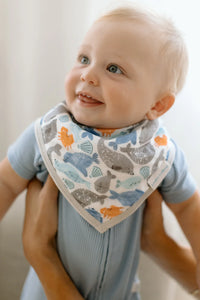 LouLou Lollipop Silly Seals Muslin Bandana Bib Set