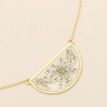 Load image into Gallery viewer, Pressed Flower Necklace - White Lace Flower/Gold
