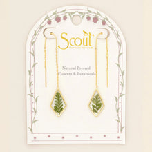 Load image into Gallery viewer, Pressed Flower Thread Earring - Green Bracken Fern/Gold
