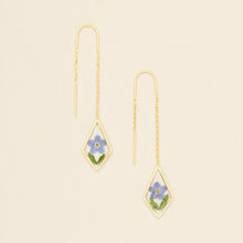 Load image into Gallery viewer, Pressed Flower Thread Earring - Blue Forget Me Not/Gold
