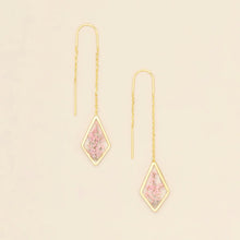 Load image into Gallery viewer, Pressed Flower Thread Earring - Pink Lace Flower/Gold
