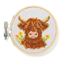 Load image into Gallery viewer, Mini Cross Stitch Embroidery Kit Highland Cow
