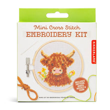 Load image into Gallery viewer, Mini Cross Stitch Embroidery Kit Highland Cow
