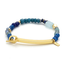 Load image into Gallery viewer, Scout - Hidden Message Bracelet - F♥cking Awesome/Aquamarine/Gold
