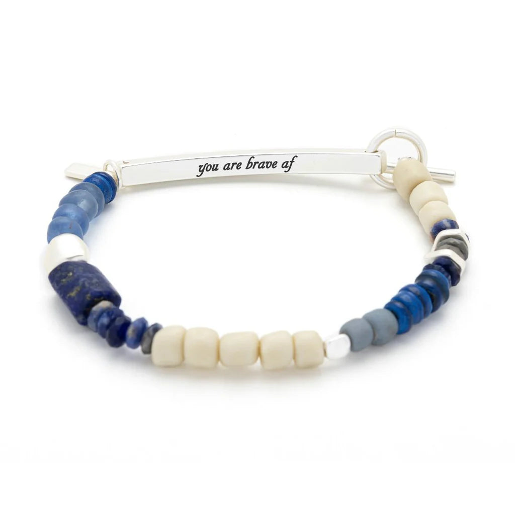Scout - Hidden Message Bracelet - Brave AF/Lapis/Silver