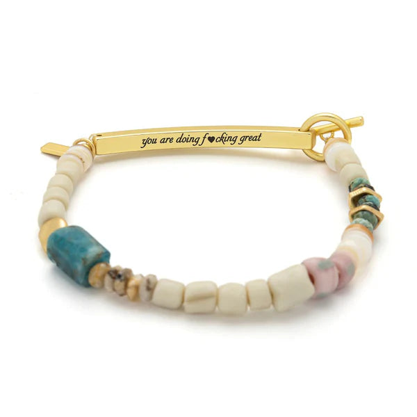 Scout - Hidden Message Bracelet - F♥cking Great/Blue Apatite/Gold