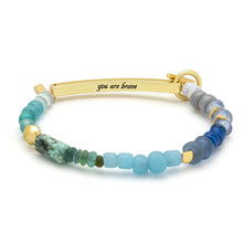 Load image into Gallery viewer, Scout - Hidden Message Bracelet - Brave/African Turquoise/Gold
