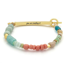 Load image into Gallery viewer, Scout - Hidden Message Bracelet - Crushing It/Amazonite/Gold
