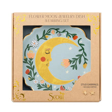 Load image into Gallery viewer, Scout - Jewelry Dish &amp; Stud Earring Set - Flower Moon/Blue
