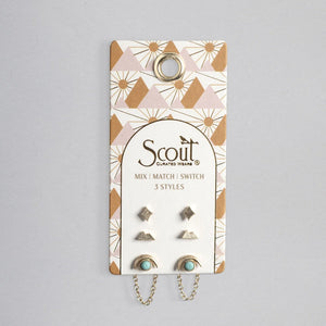 Scout - Stud Trio Ear Jacket Set - Mountain/Turquoise/Gold