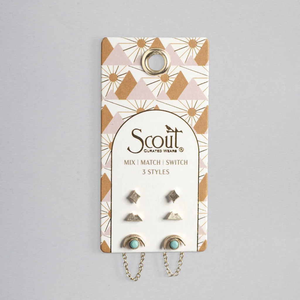 Scout - Stud Trio Ear Jacket Set - Mountain/Turquoise/Gold