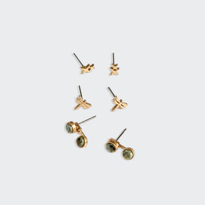 Scout - Stud Trio Ear Jacket Set - Dragonfly/African Turquoise/Gold