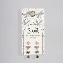 Load image into Gallery viewer, Scout - Stud Trio Ear Jacket Set - Dragonfly/African Turquoise/Gold
