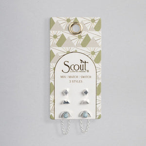 Scout - Stud Trio Ear Jacket Set - Mountain/Blue Howlite/Silver