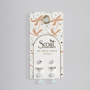 Scout - Stud Trio Ear Jacket Set - Dragonfly/Opalite/Silver