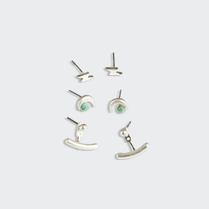 Scout - Stud Trio Ear Jacket Set - Moon/Turquoise/Silver