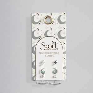 Scout - Stud Trio Ear Jacket Set - Moon/Turquoise/Silver