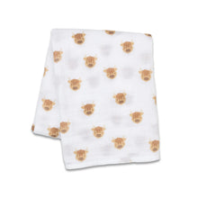 Load image into Gallery viewer, Lulujo Swaddle Blanket Muslin Cotton Highland Cow
