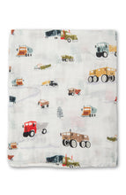 Load image into Gallery viewer, Loulou Lollipop Happy Trucks Muslin Swaddle
