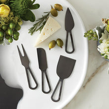 Load image into Gallery viewer, MATTE BLACK CHEESE KNIVES - CARDBOARD BOOK SET

