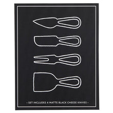 Load image into Gallery viewer, MATTE BLACK CHEESE KNIVES - CARDBOARD BOOK SET
