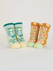 Blue Q - Certified Cuddle Bug/I Bet I Can Make Us Both Cry Baby Socks 2 Pairs