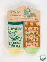 Load image into Gallery viewer, Blue Q - Certified Cuddle Bug/I Bet I Can Make Us Both Cry Baby Socks 2 Pairs
