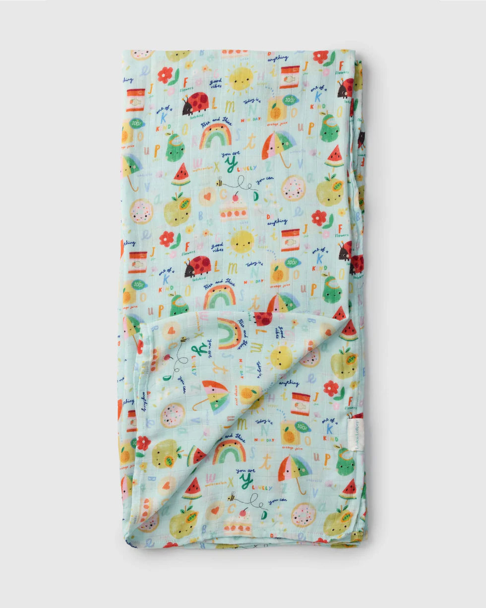 Loulou Lollipop Alphabet Smiles Muslin Swaddle