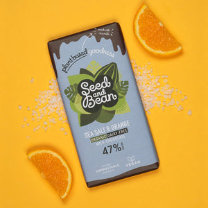 Seed & Bean - SEA SALT & ORANGE "M*LK" CHOCOLATE - PLANT BASED 75G BAR (47% COCOA (Organic and Vegan)