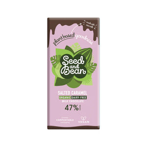 Seed & Bean - SALTED CARAMEL "M*LK" CHOCOLATE - PLANT BASED 75G BAR (47% COCOA) (Organic and Vegan)