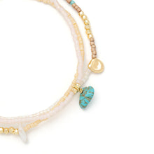 Load image into Gallery viewer, Scout - Mixed Media Wrap Bracelet/Necklace - Tranquility/Turquoise/Gold
