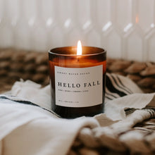 Load image into Gallery viewer, Sweet Water Decor - Hello Fall Soy Candle Amber Jar 11oz
