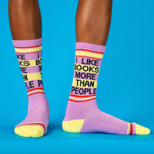 Load image into Gallery viewer, Gumball Poodle - I Like Books More Than People Gym Crew Socks
