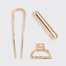 Load image into Gallery viewer, Kitsch - Mini Metal French Hair Pin &amp; Clips 3pc Set - Gold
