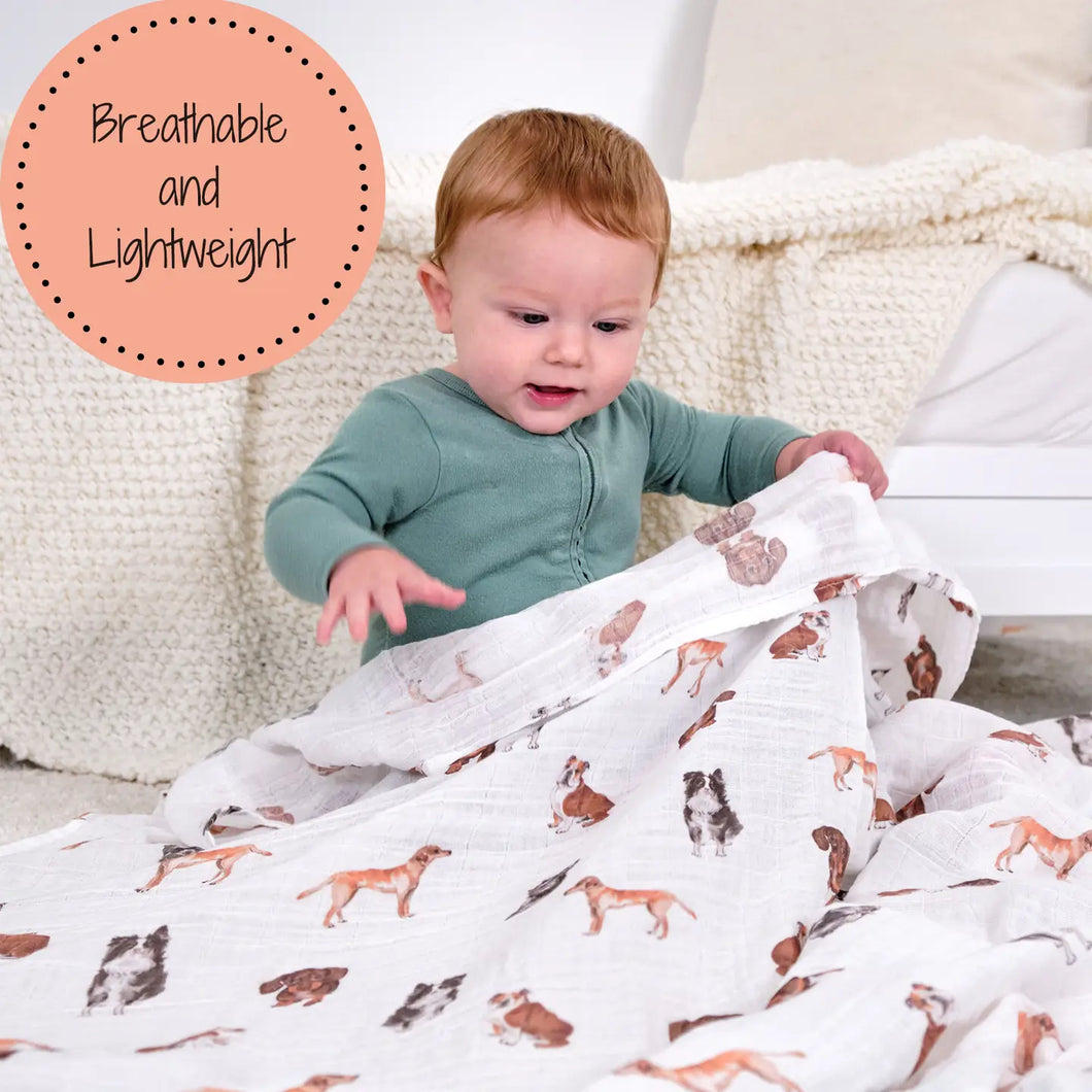 LollyBanks - Dog Print Baby Swaddle Blanket