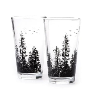 Pine Tree Forest Pint Glasses