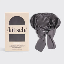 Load image into Gallery viewer, Kitsch - Adjustable Oversized Satin Bonnet - Charcoal
