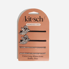 Load image into Gallery viewer, Kitsch - Extra Long Metal Rhinestone Bobby Pins 4pc Set - Ghost
