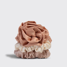 Load image into Gallery viewer, Kitsch - Rosette Ruched Satin Scrunchies 3pc Set - Terracotta
