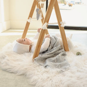 Bleu La La -  Luxury Cotton Swaddle Receiving Baby Blanket - Heart