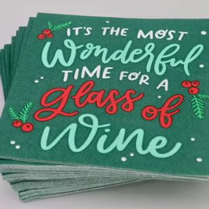 It's The Most Wonderful Time For A Glass Of Wine Napkins- 20ct