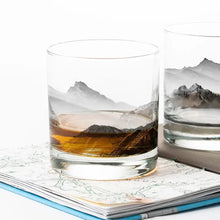 Load image into Gallery viewer, Mountains and Clouds Whiskey Glass
