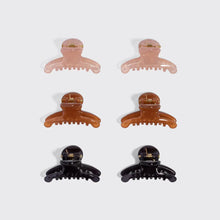 Load image into Gallery viewer, Kitsch - Recycled Plastic Mini Arched Clips 6pc Set - Soft Pink, Mocha &amp; Black
