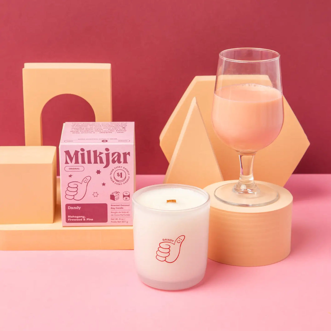 Milkjar - Dandy - Mahogany, Firewood & Pine Coconut Soy 8oz Candle