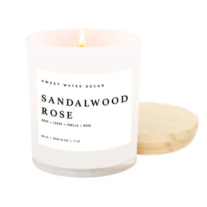 Sweet Water Decor - Sandalwood Rose Soy Candle White Jar 11oz