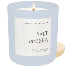 Load image into Gallery viewer, Sweet Water Decor - Salt And Sea Soy Candle Matte Blue Jar 15oz
