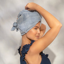 Load image into Gallery viewer, Kitsch - Coastal Blue Plush Microfiber Hair Towel Turban
