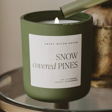 Load image into Gallery viewer, Sweet Water Decor - Snow Covered Pines Soy Candle Matte Olive Green Jar 15oz
